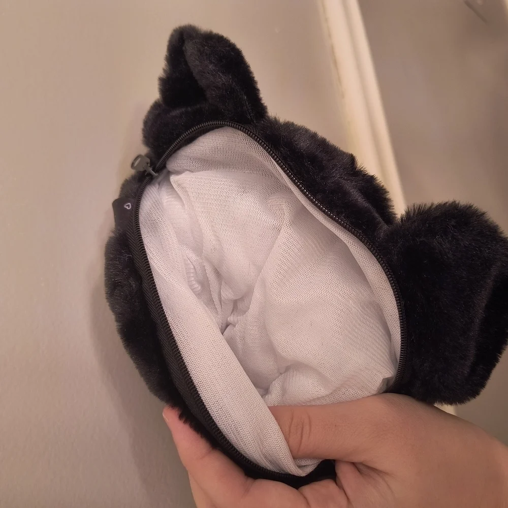 Black and Pink Plush Panda Backpack